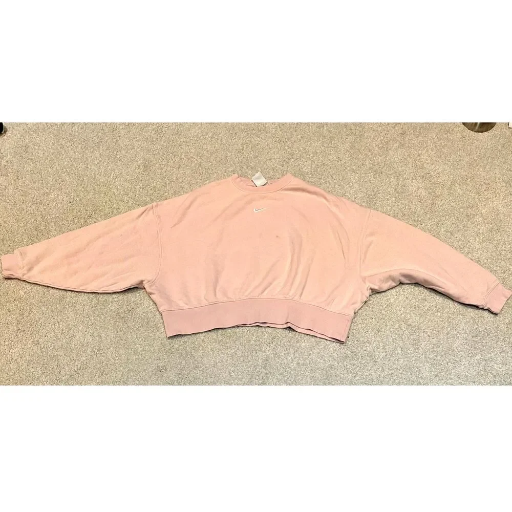 Nike Phoenix Fleece Oversized Crewneck Sweatshirt Light Pink Size S
